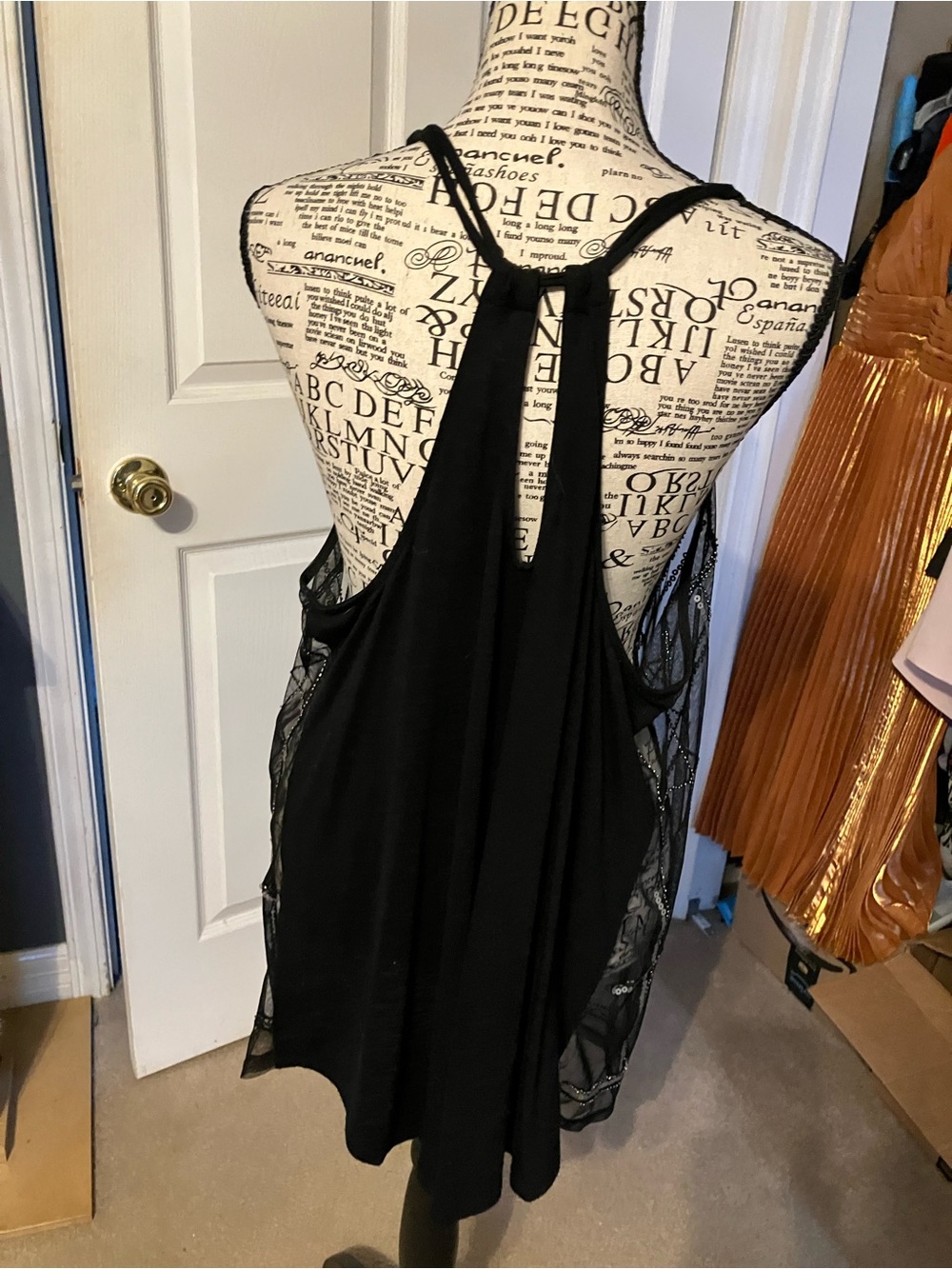 Sheer Black Beaded Flapper-Style Overlay - Picture 3 of 3
